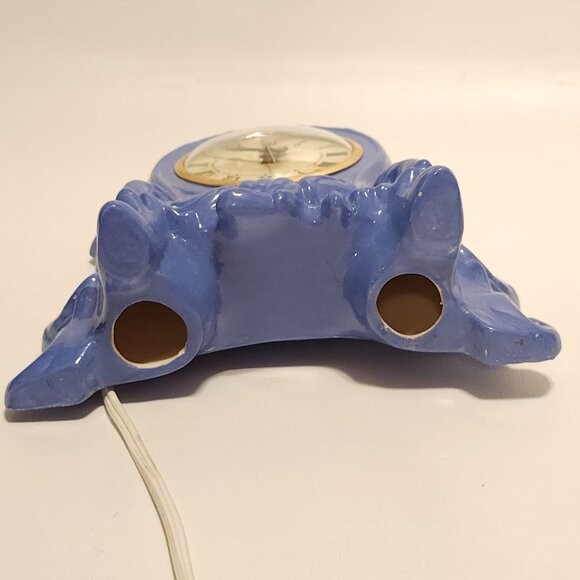 Vintage Blue Lanshire Mantle Clock Holland Mold Ornate Antique Porcelain Works - Picture 8 of 13